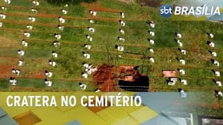 Chão desaba e túmulos ficam expostos no cemitério campo da esperança | SBT Brasília