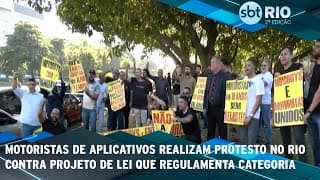 Motoristas de aplicativos realizam protesto no Rio contra projeto de lei que regulamenta categoria