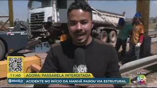 Acidente com caminhão hoje pela manhã para o trânsito na Estrutural | SBT Brasília 1ª ed