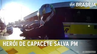 Motociclista ajuda policial militar a perseguir infratores na rua | SBT Brasília