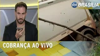 Apresentador Daniel Adjuto cobra retirada do caminhão tombado no Novo Gama ao vivo | SBT Brasília