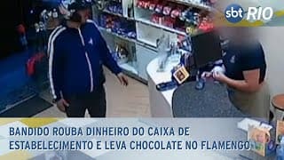 Bandido rouba dinheiro do caixa de estabelecimento e leva chocolate no Flamengo