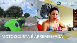 Motorista faz manobra indevida e atinge motociclista | SBT Brasília 1ª Edição
