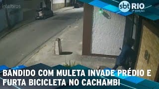 Bandido com muleta invade prédio e furta bicicleta no Cachambi