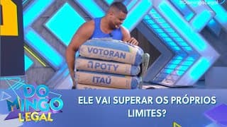 Bitelo desafia seus limites e tenta levantar 5 sacos de cimento (250 KG) | Domingo Legal (23/11/25)