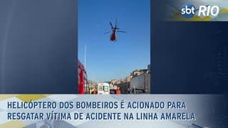 Helicóptero dos bombeiros é acionado para resgatar vítima de acidente na Linha Amarela
