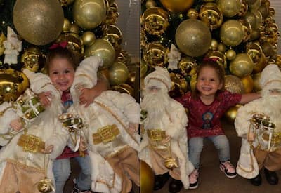 Maria Flor encanta com poses na decoração de Natal: "2 ou 60 anos?"