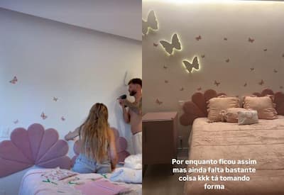 Karoline Lima e Léo Pereira montam quarto luxuoso para Cecília