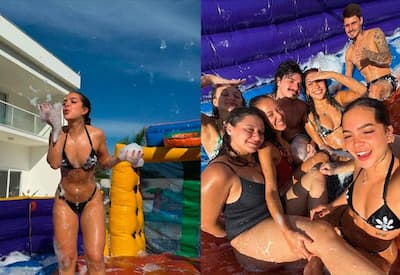 Mel Maia comemora 21 anos com festa na piscina