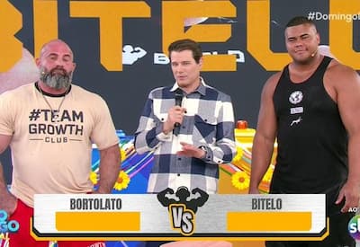 Bitelo desafia campeão de braço de ferro no Domingo Legal e faz resultado histórico