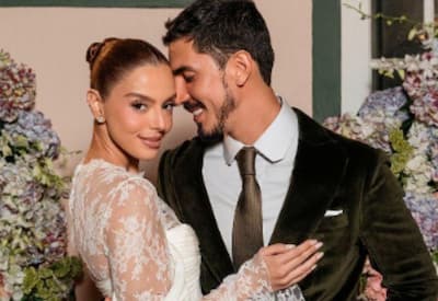 Giovanna Lancellotti mostra sua entrada no casamento e a reação do noivo