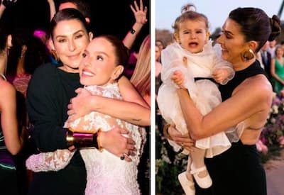 Fe Paes Leme mostra a filha na cerimônia de casamento de Giovanna Lancellotti