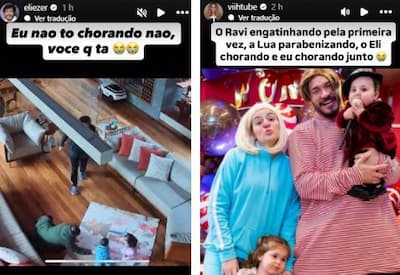 Viih Tube e Eliezer flagram os filhos e se emocionam