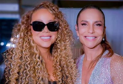 Ivete Sangalo encontra Mariah Carey antes de show e brinca: "Melhor amiga"