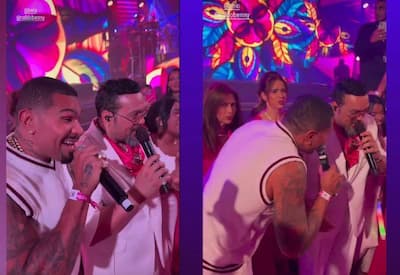 Belo e Naldo fazem dueto surpresa em festa de Virginia Fonseca