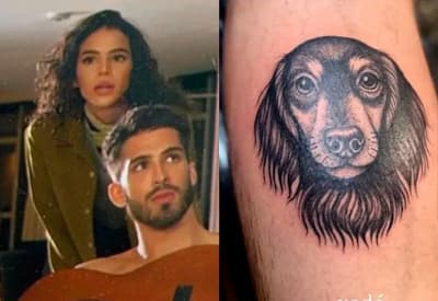 João Guilherme eterniza tatuagem de cachorro que adotou com Bruna Marquezine