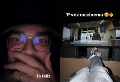 Luan Pereira se emociona ao ir ao cinema pela primeira vez e divide momento com a noiva