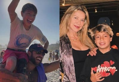 Filho de Pedro Scooby e Luana Piovani vence no surfe, e pais celebram conquista de Dom