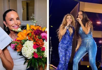 Ivete Sangalo ganha buquê de Shakira após show em Copacabana