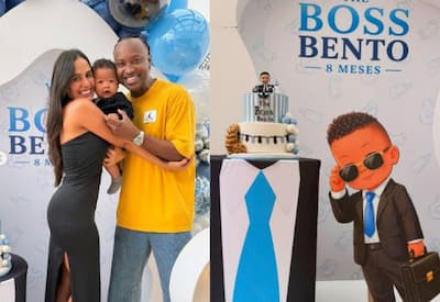 Filho de Thiaguinho rouba a cena em festa de oito meses