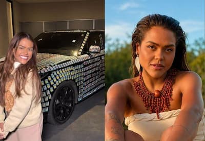 Camila Loures cobre carro milionário do irmão com figurinhas da Copa