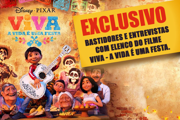 Montagem com os personagens do filme Viva - A vida é uma festa. Com as informações: Exclusivo - Bastidores e entrevistas com elenco do filme