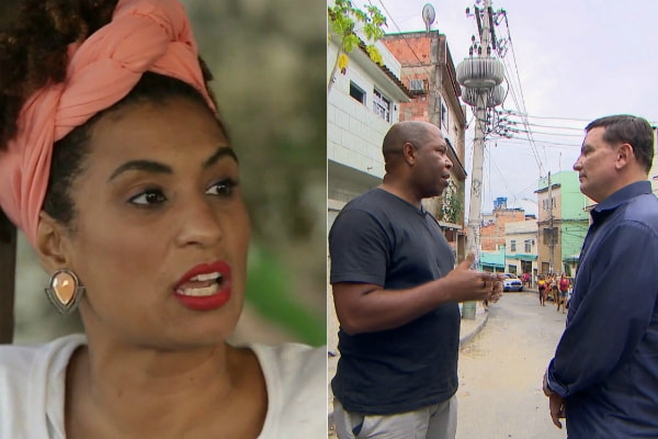 Cabrini conversa com entrevistado no Complexo da Maré