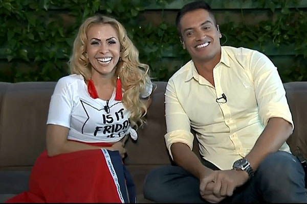 Joelma e Leo Dias durante o Fofocalizando