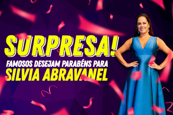 montagem com foto de silvia abravanel: surpresa! famosos desejam parabéns para silvia abravanel