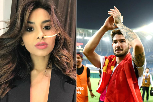 Montagem de fotos da influencer Nara Almeida e do jogador Alexandre Pato, em atuação pelo Tianjin Quanjian, da China