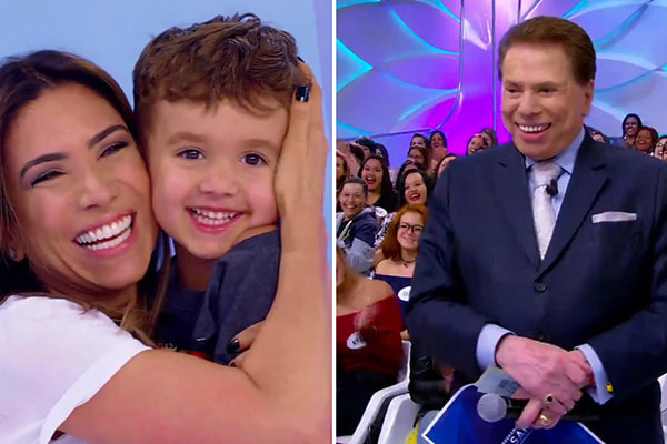 patricia com pedro no colo e silvio rindo