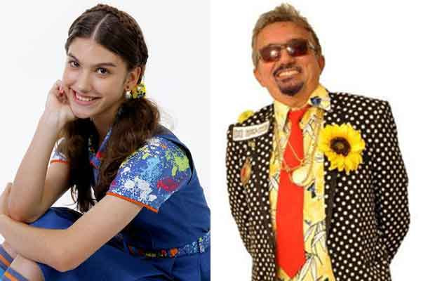 Mili de Chiquititas e o cantor Falcão