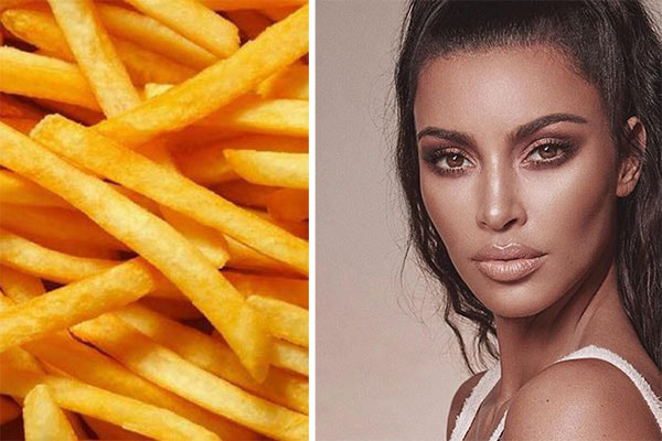 montagem kim kardashian e batata frita