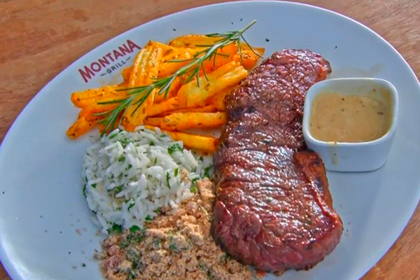 Picanha com fritas, arroz e farofa do Fernando