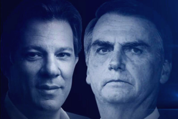 Montagem de fotos de Fernando Haddad e Jair Bolsonaro