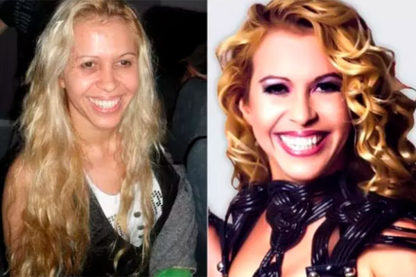 Joelma antes e depois de ser maquiada. Maquiagem transforma celebridades 