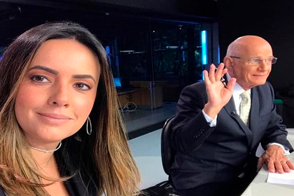 Boechat e Paloma Tocci na bancada do Jornal da Band