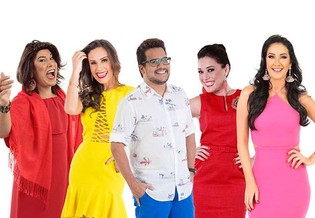 Foto montagem com Narcisa, Nadja Haddad, Léo Sampaio, Milene Pavorô e Helen Ganzarolli