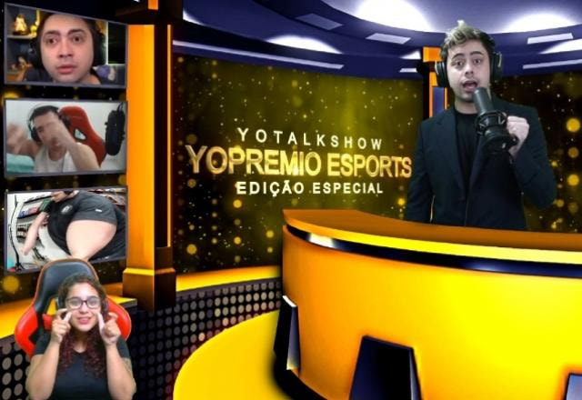 YoDa na bancada de apresentador do YoPrêmio Esports