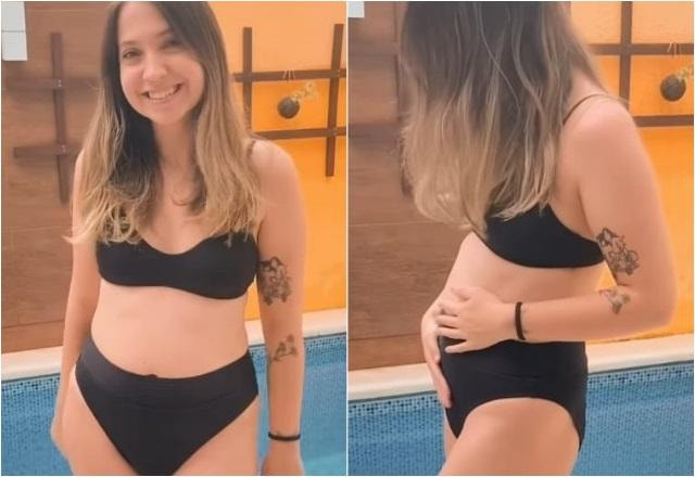 Camilla Miguel mostrando barriguinha de gravidez