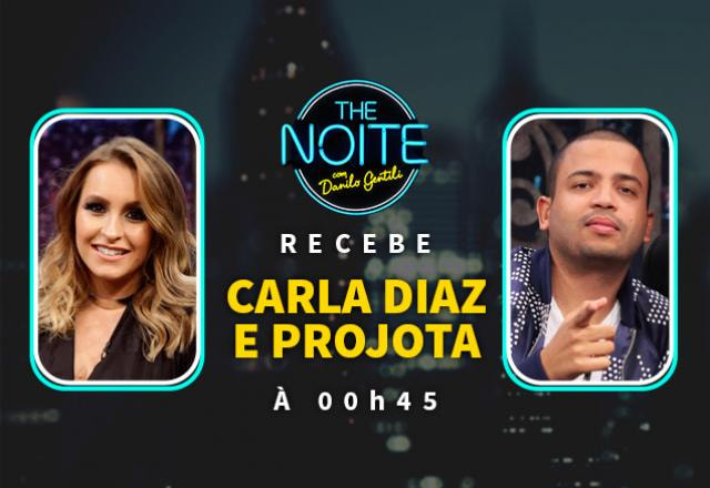 Carla Diaz e Projota no palco do The Noite com Danilo Gentili