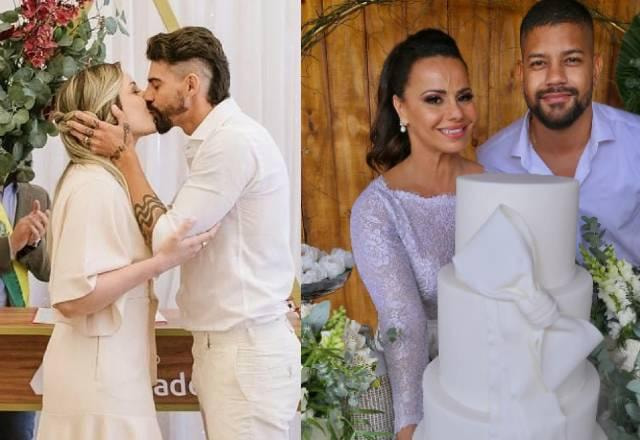Viviane Araújo e Guilherme Militão; Radamés e Caroline Furlan