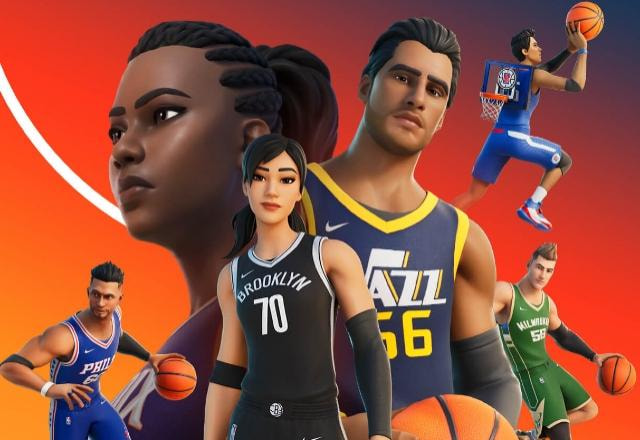 Imagem promocional da parceria entre Fortnite e NBA.