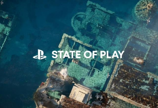 Imagem do mar durante o gameplay com o logo do State of Play.