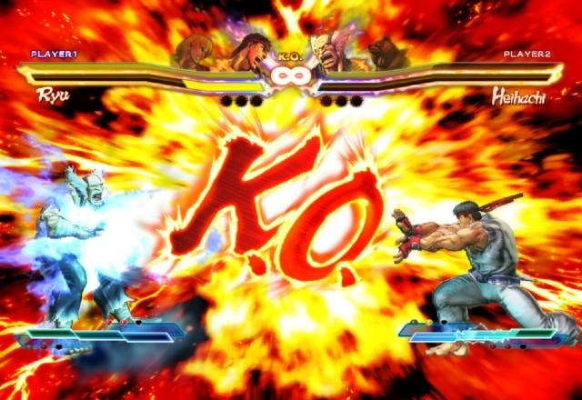 Imagem de gameplay de Street Fighter X Tekken.