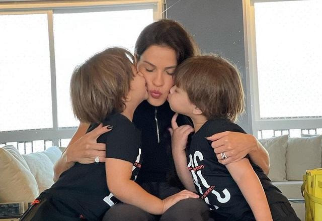 Andressa Suita com os filhos