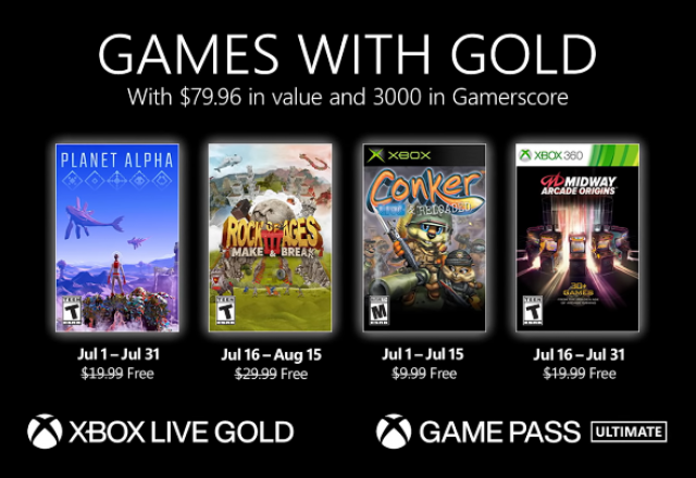 Jogos gratuitos de julho deste ano no Games With Gold