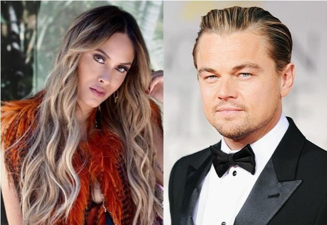 Sarah Andrade à esquerda e Leonardo DiCaprio à direita