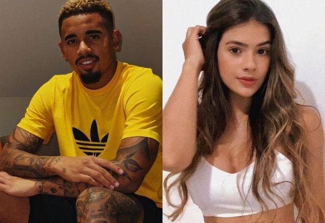 Imagem dividida mostra os rostos de Gabriel Jesus e Raiane