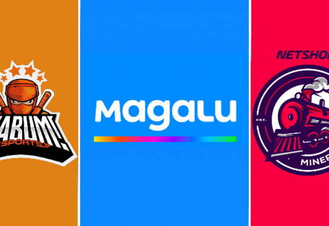 Logos de KaBuM Esports, Magalu e Netshoes Miners